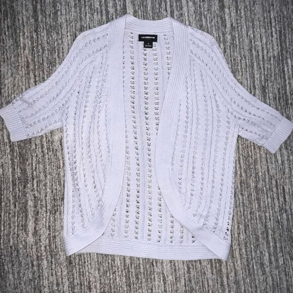 Liz Claiborne Career Women’s Size Medium Open Front Cardigan Sweater Gray‎ - Picture 1 of 5